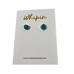 Whipin Wild Rags Turquoise Stud Earrings Women Blue Gold Southwest Boho NEW